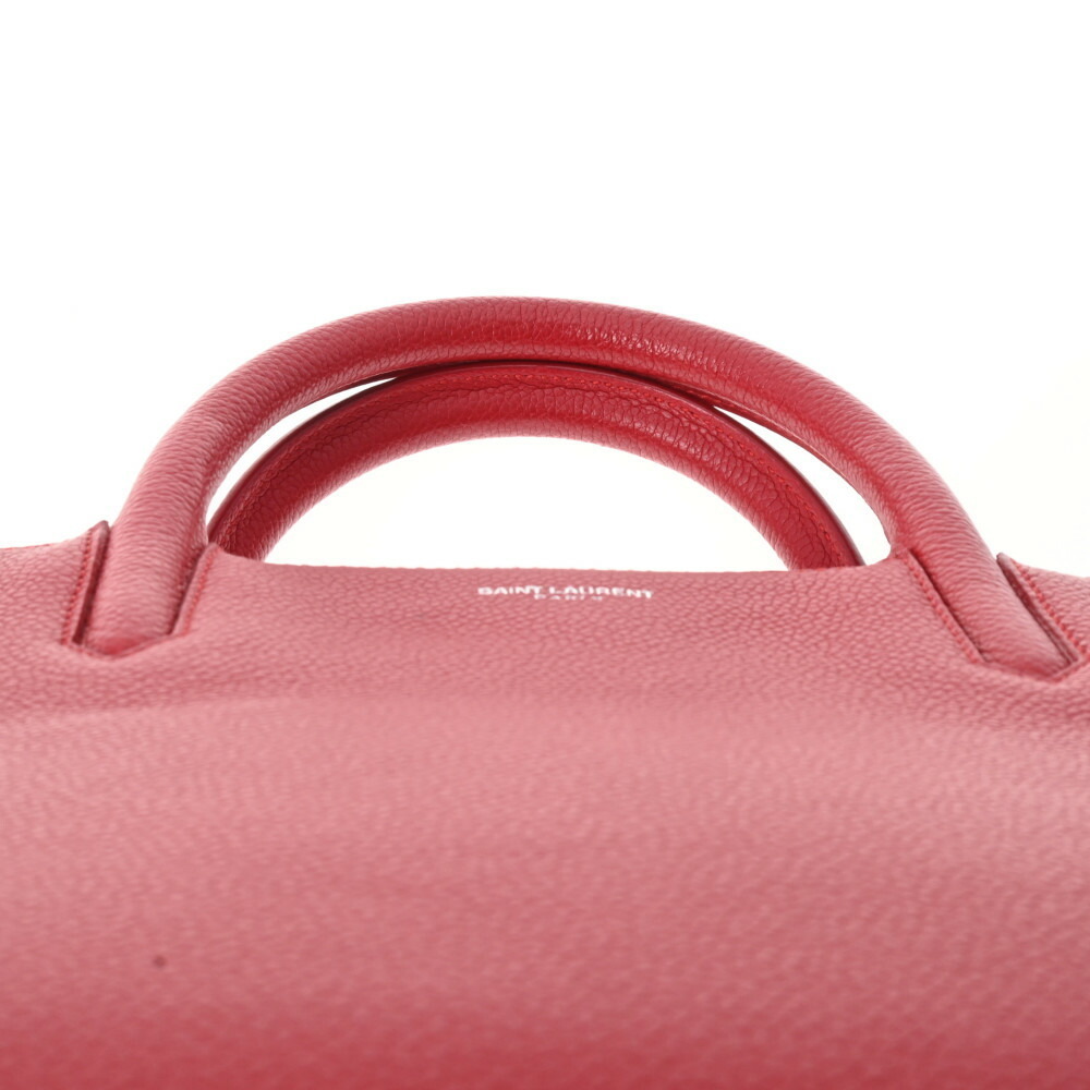 SAINT LAURENT Cabas Rive Gauche Red Leather Handbag - Picture 4 of 11